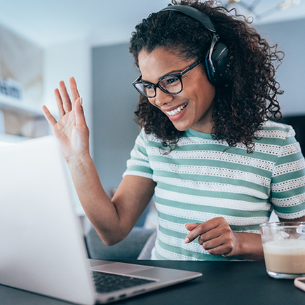 Young woman on virtual call